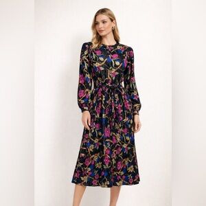 🌸 Vintage Floral Midi Dress – ORITE – Size 15/16 (Fits M–L) 🌸